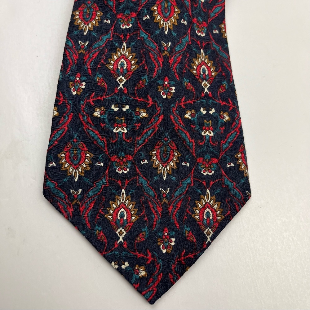 Christian Dior Monsieur Blue Red 100% Silk Neck Tie Mens Office Work‎ Vintage